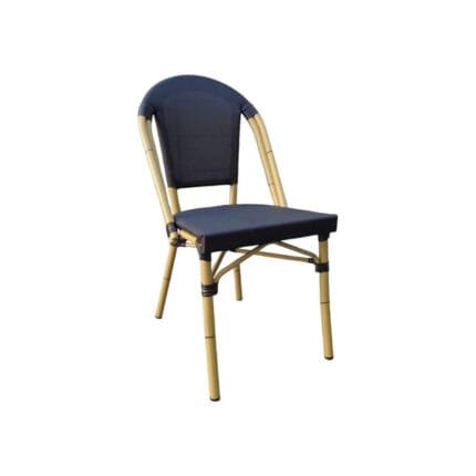 Silla Eiffel negra de malla sintética con estructura de aluminio