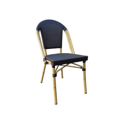 Silla Eiffel negra de malla sintética con estructura de aluminio
