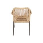 Detalle de la Silla Kimo con tejido de cuerda sintética en color capuchino y estructura de aluminio