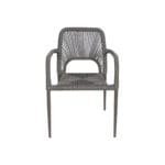 Silla Kimo color gris de exterior con cuerda sintética y estructura de aluminio