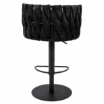Banco Aquiles negro con respaldo tejido en PU y base de metal negro matte